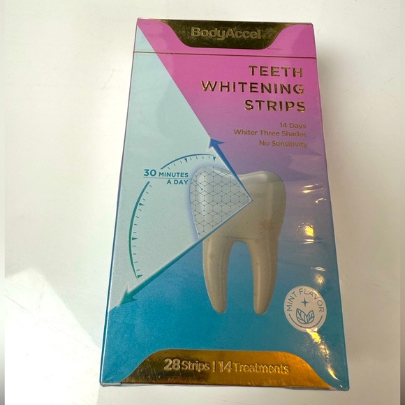 Body Accel Teeth Whitening Strips Mint Flavor 42 Strips value Pack Niacinamide - Picture 1 of 4